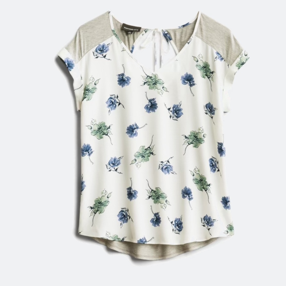 Elegant Floral Women's Blouse in Blue and Green
